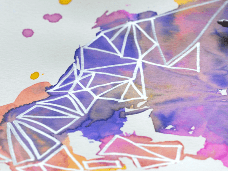 Geometric Watercolor Art - How To Make It With The Saran Wrap Technique