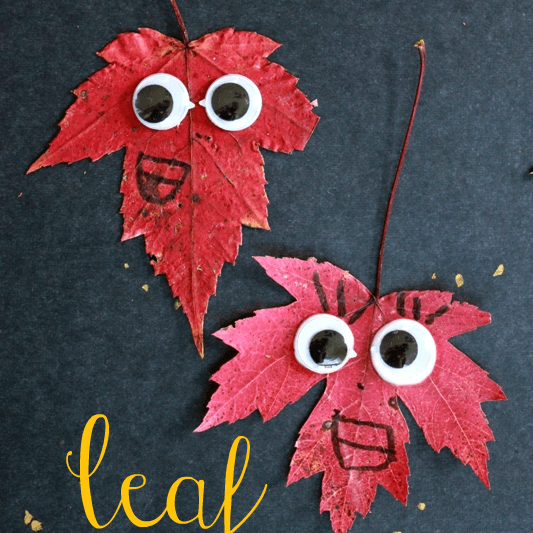 A Leaf People Craft for Kids Using Googly Eyes - Leaf Peepers!