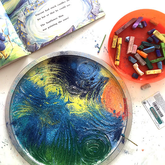 Easy Chalk Art For Kids A Process Art Activity Inspired By Van Gogh