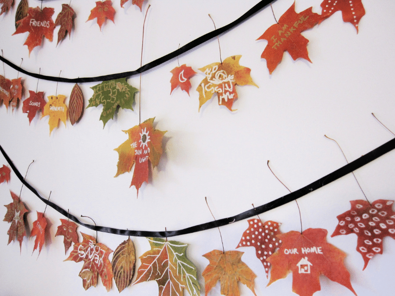 Fall Leaf Painting with Watercolors & Glitter - Projects with Kids