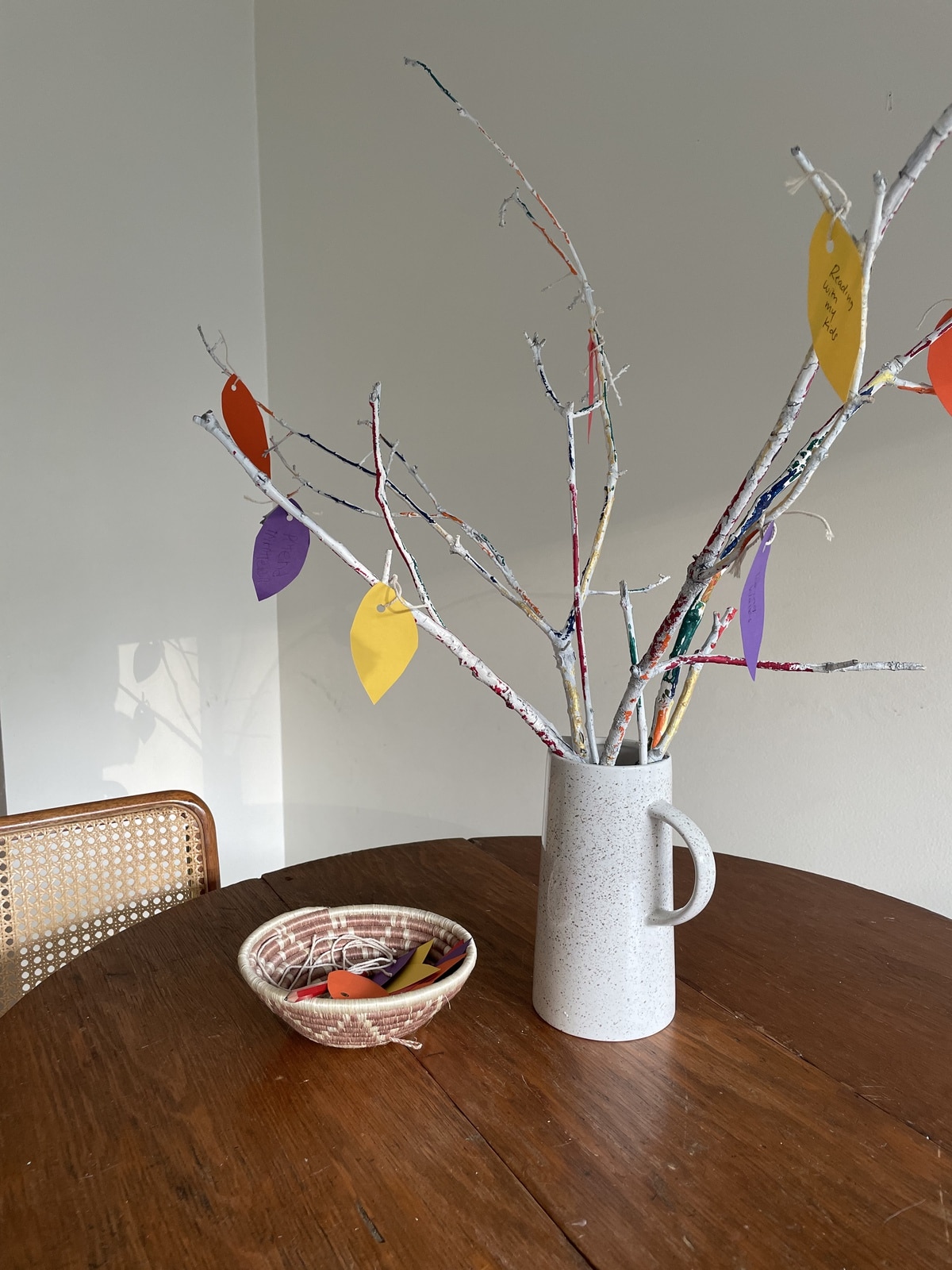 painted sticks thankfulness tree