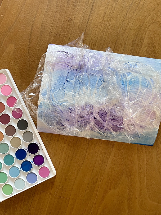 Saran wrap technique with watercolors