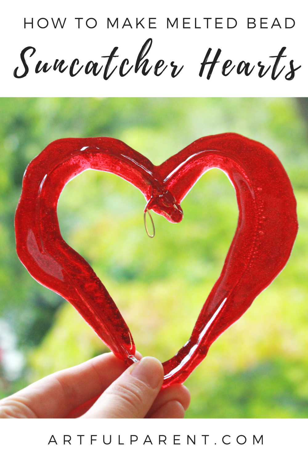 melted bead suncatcher heart pin