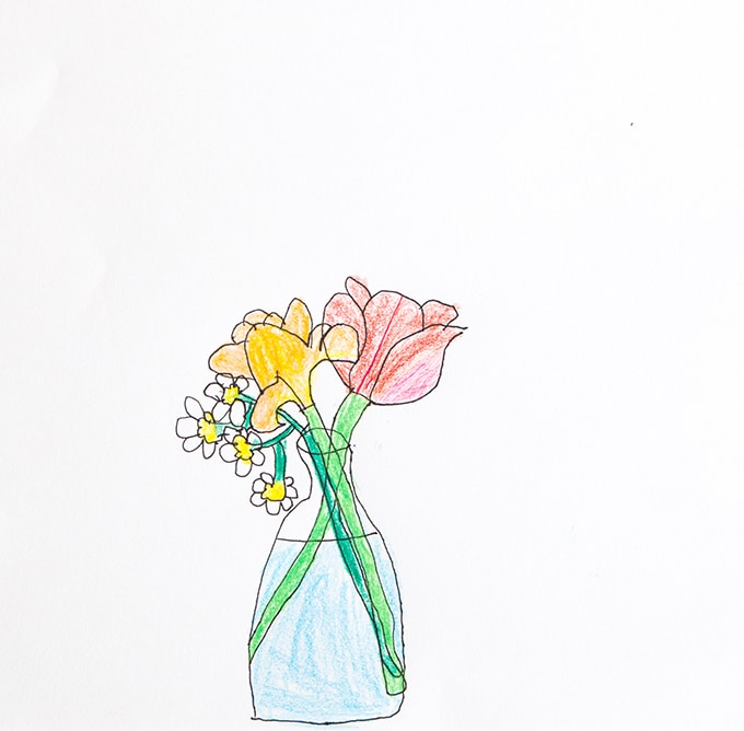 Drawing of flowers in vase