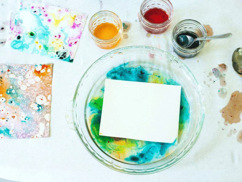 How to Do Paper Marbling with Oil & Food Coloring