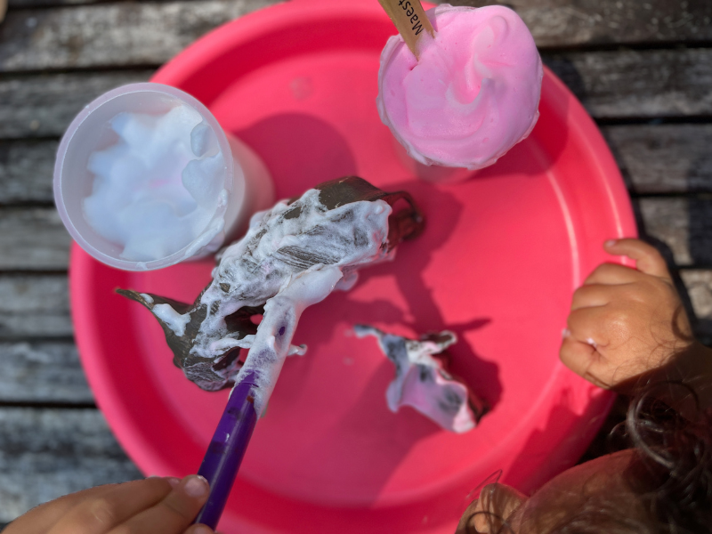 painting toys with foam paint