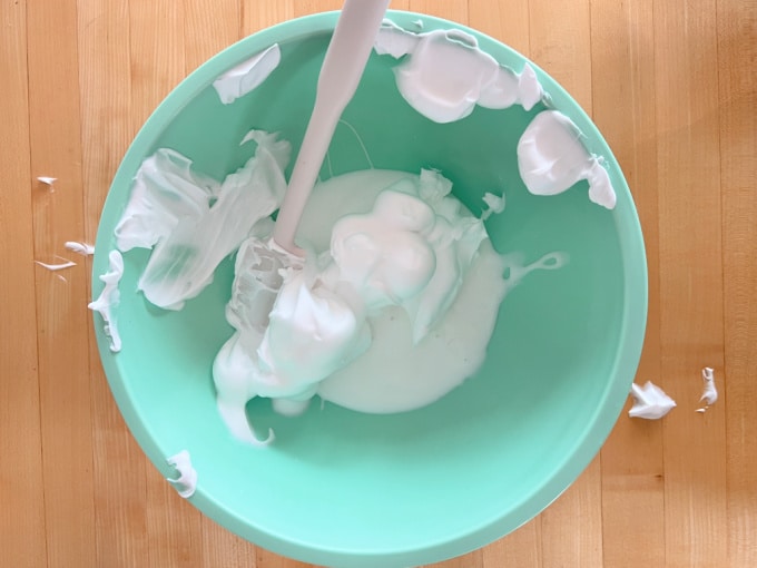 shaving cream and glue in bowl