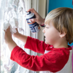 shaving cream on the window