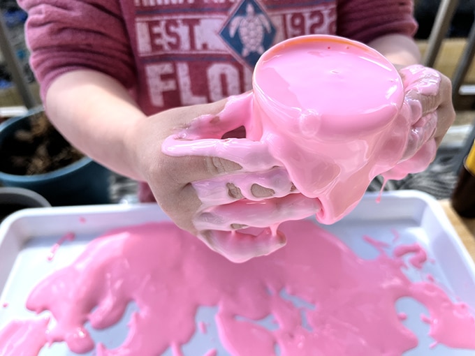 making oobleck and playing with it