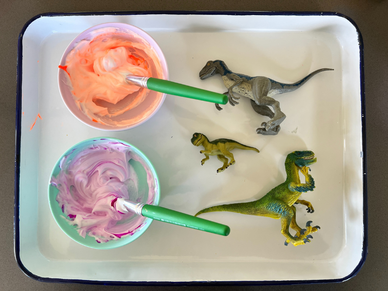 foam paint and dinosaurs