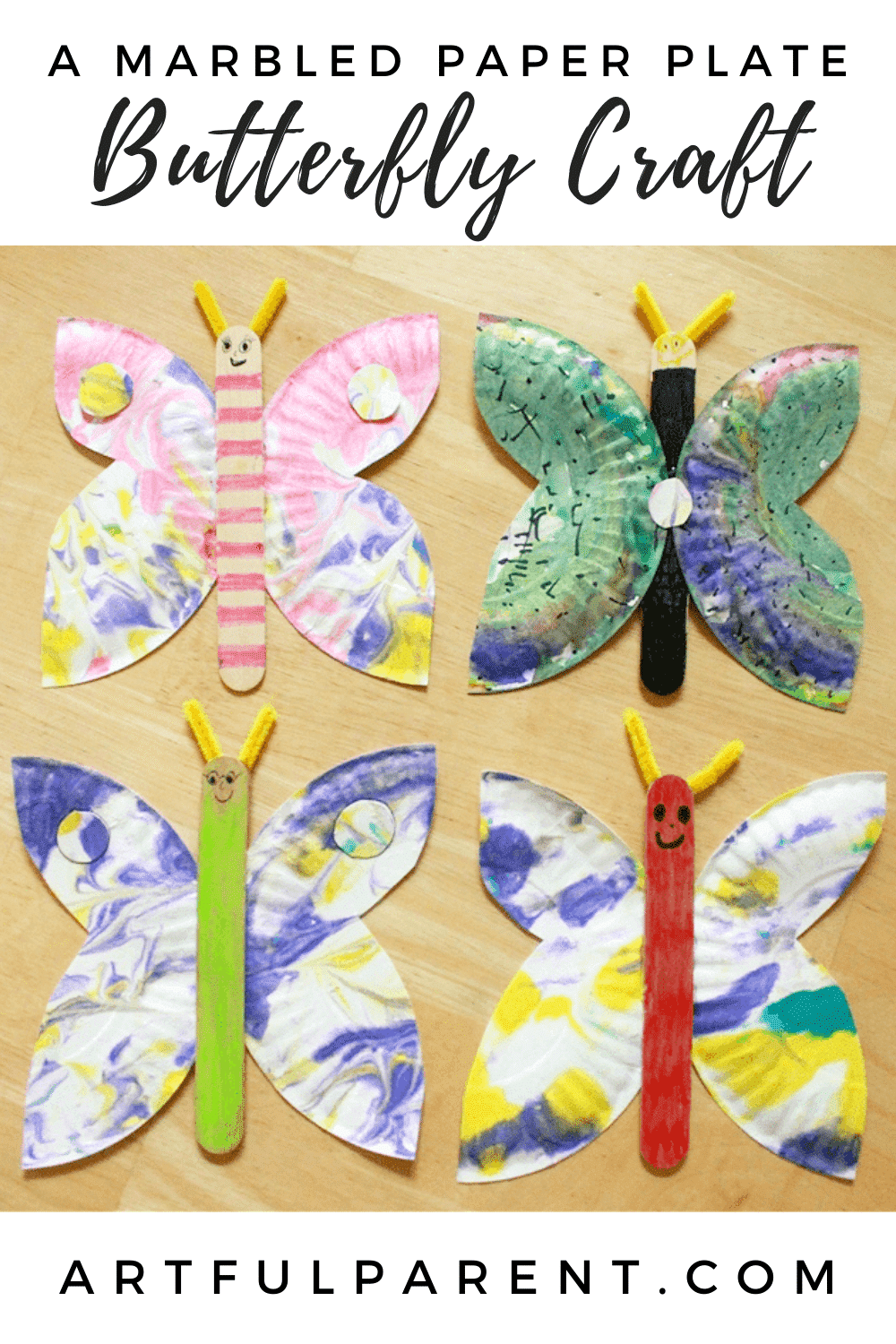 A Marbled Paper Plate Butterfly Craft