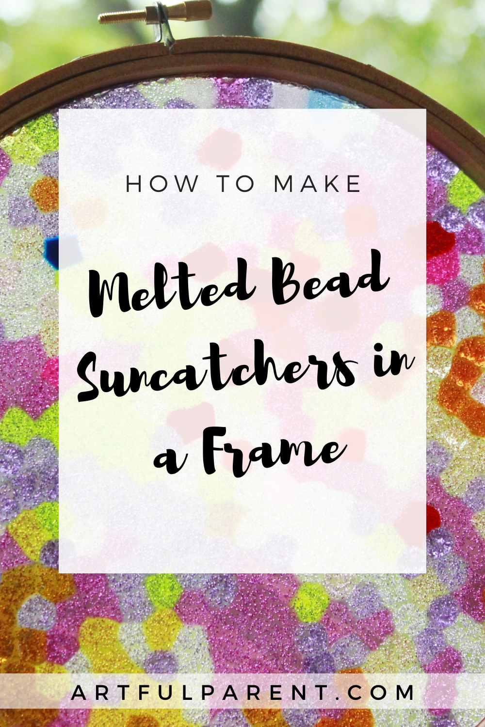 melted bead suncatchers in a frame pin