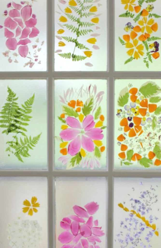 Flower petal stained glass door