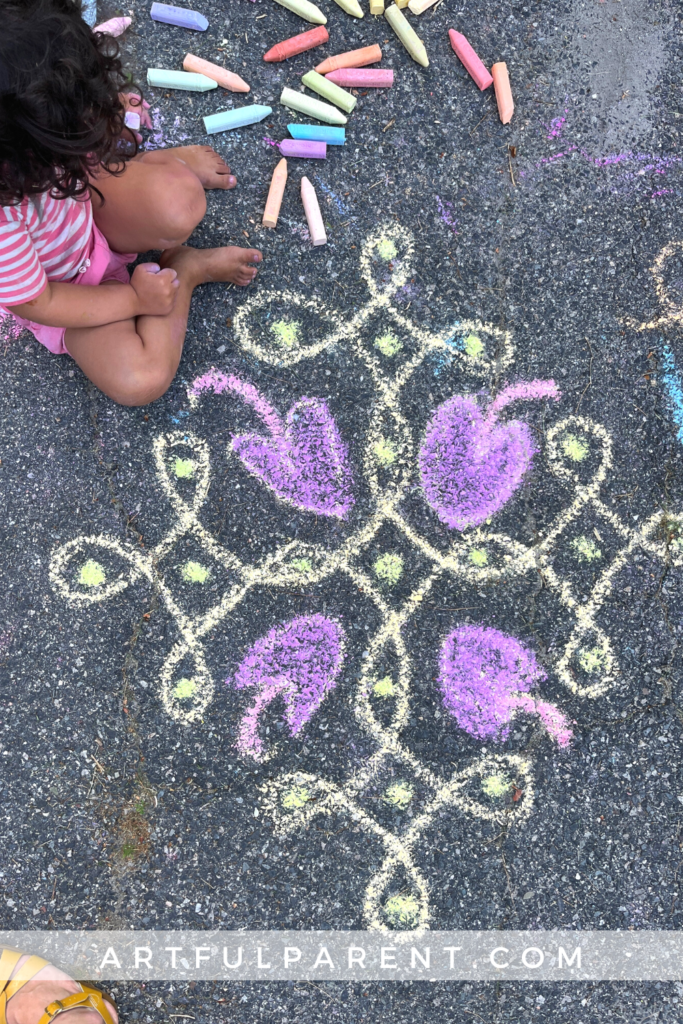 rangoli inspired chalk designs for kids_Pin