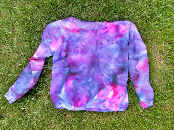 sweatshirt with blues and purples