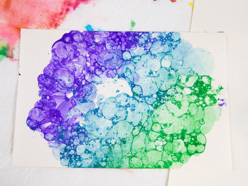bubble print on paper