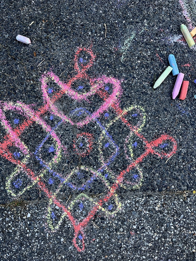 traced over chalk designs