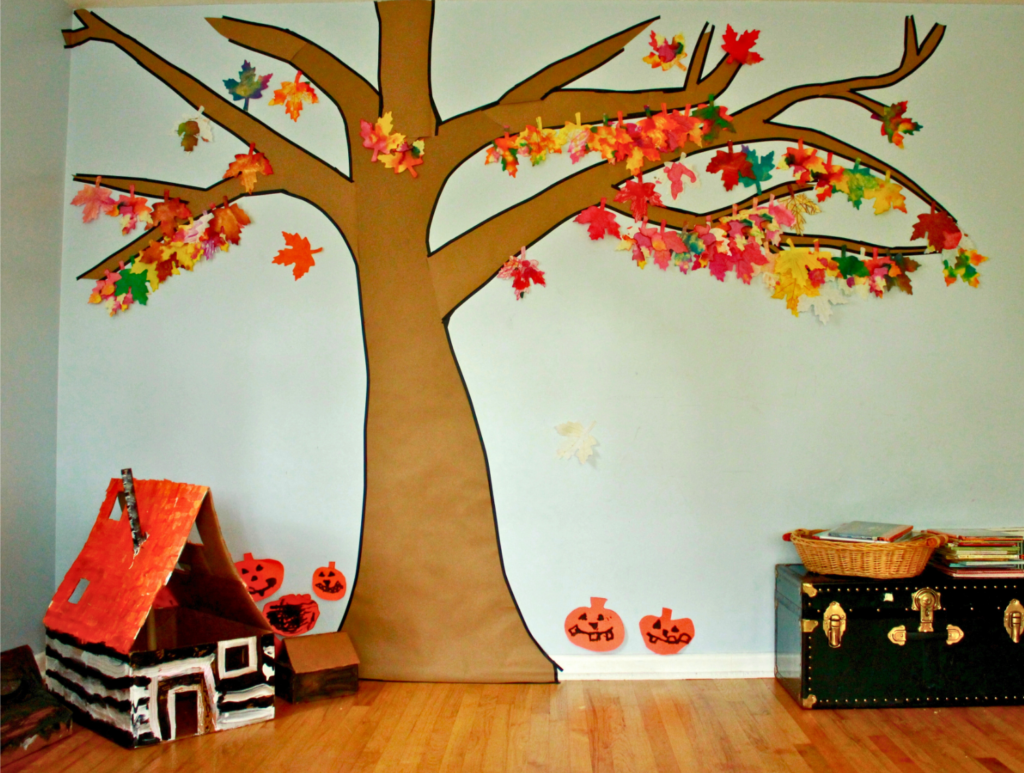 fall tree on wall