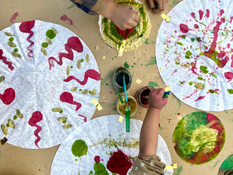 Painting christmas coffee filters