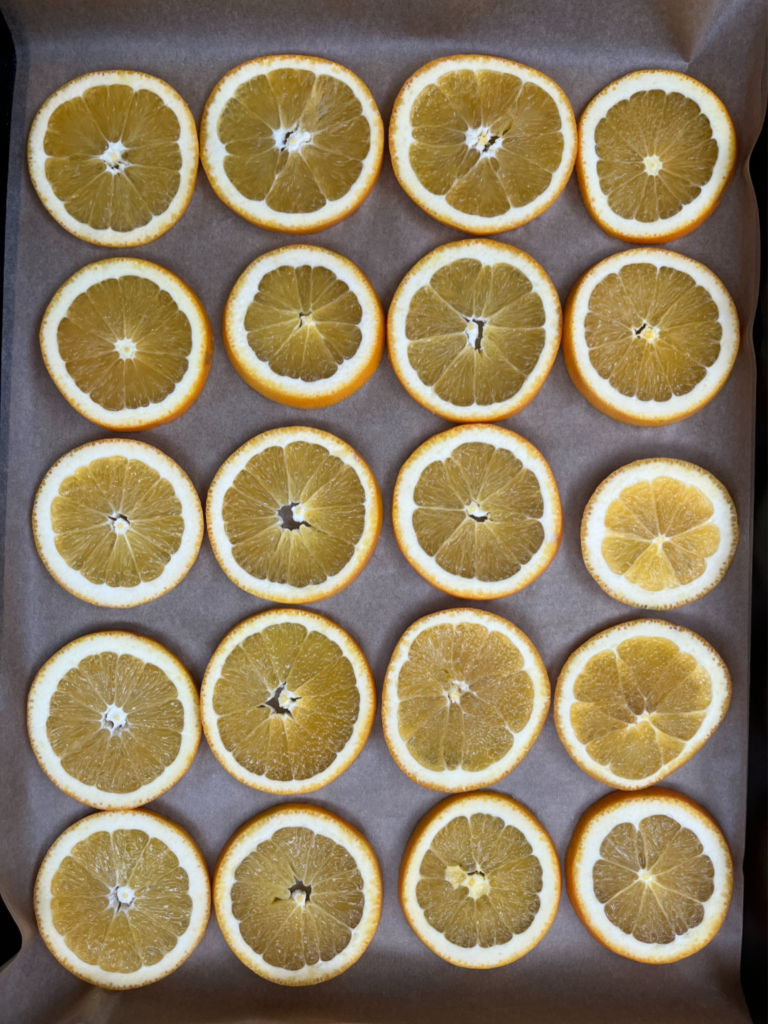 drying orange slices