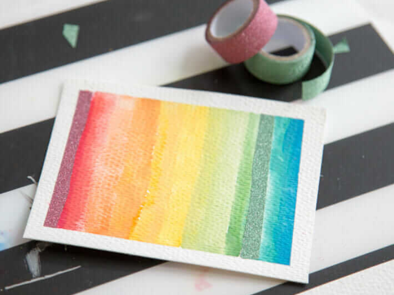 rainbow painted card