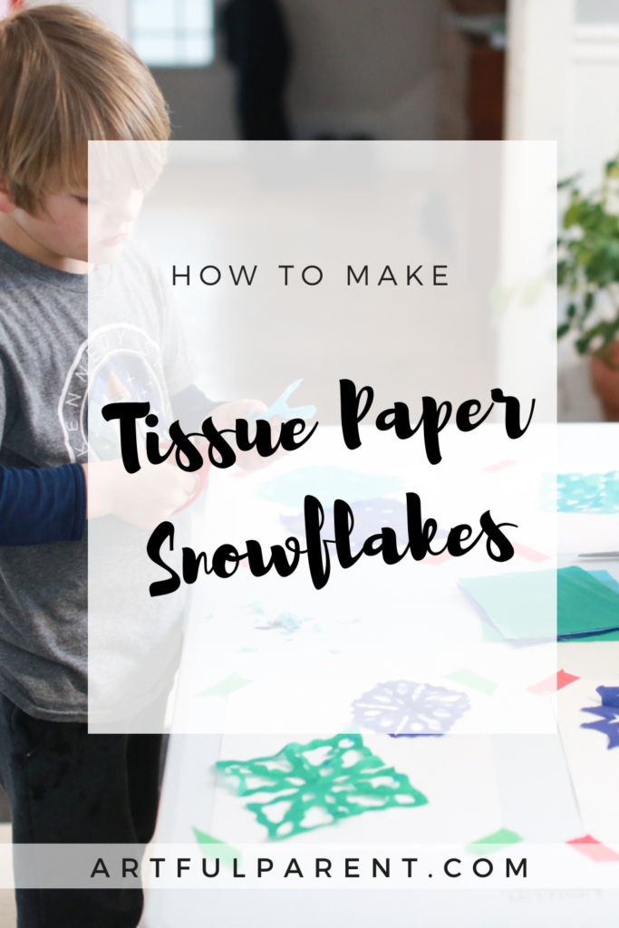 tissue paper snowflakes pin