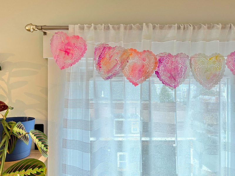 heart doily garland