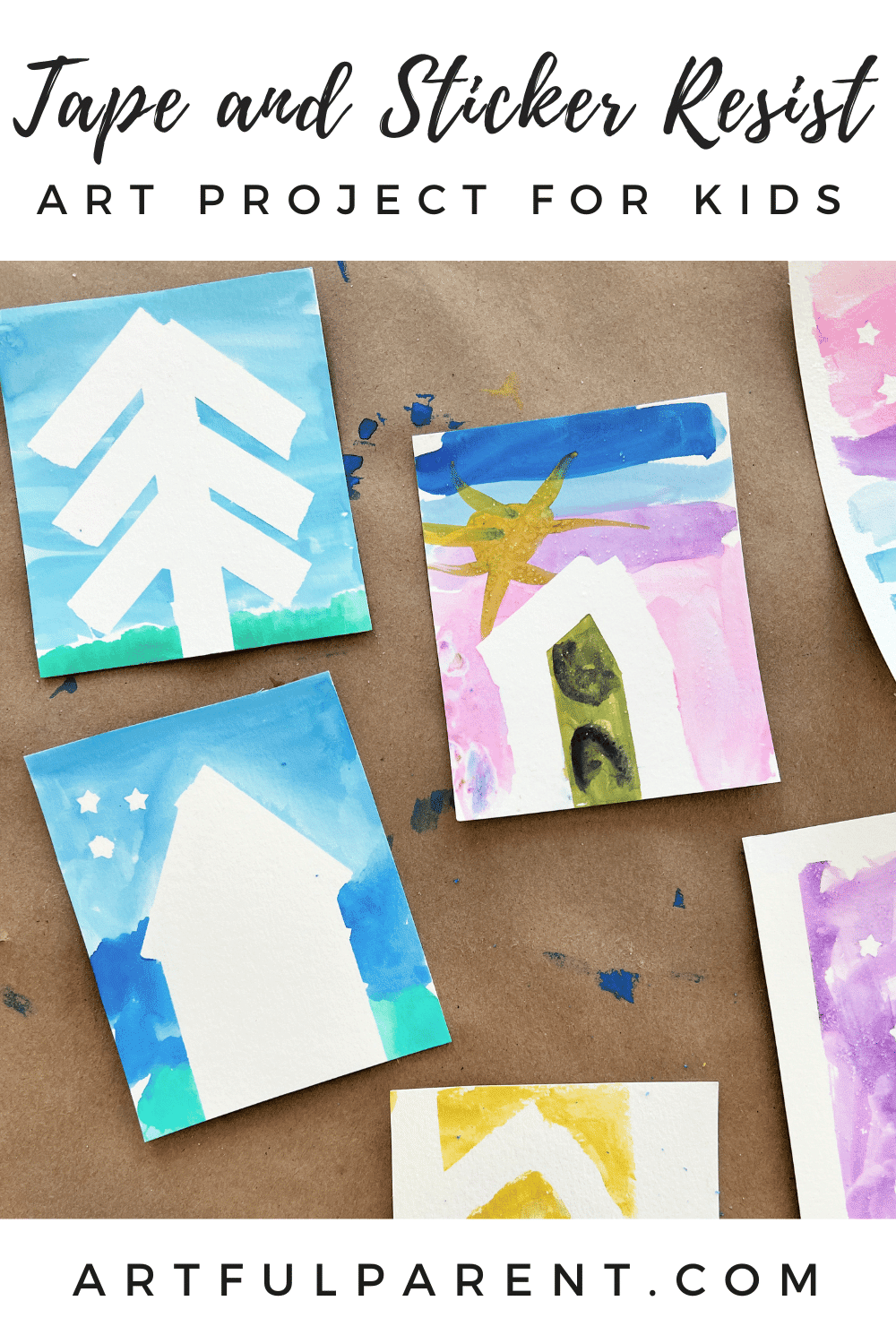 How to Make Watercolor Resist Artwork with Tape and Stickers
