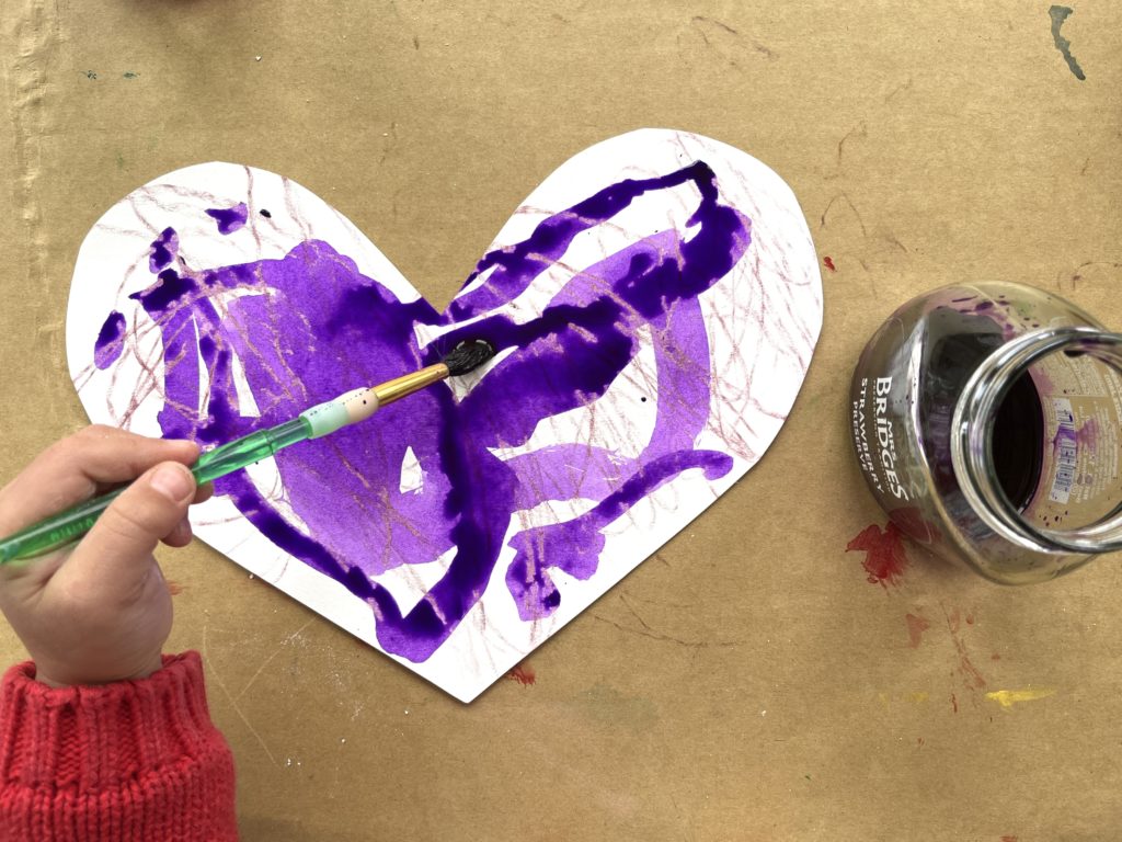 Painting valentines with liquid watercolors