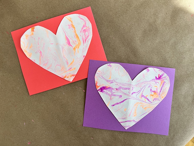 marbled shaving paper hearts
