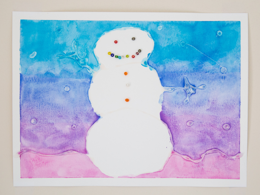 snowman glue painting