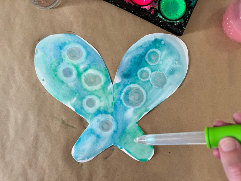 watercolor butterfly with rubbing alcohol