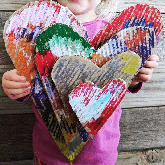 cardboard art hearts
