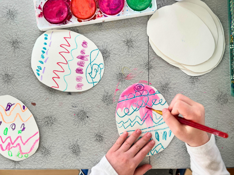 painting paper easter eggs