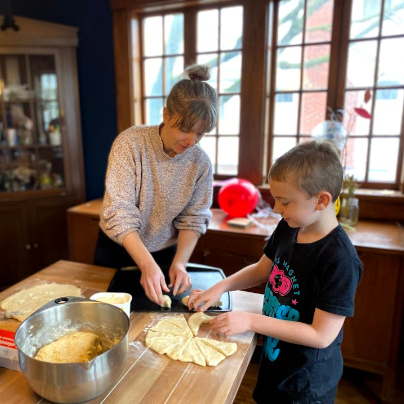 family baking together