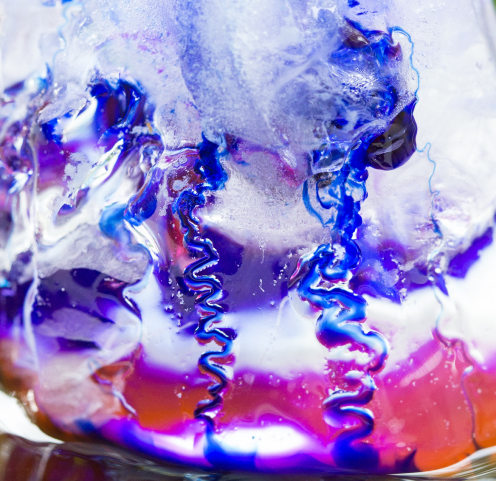 melting ice with color