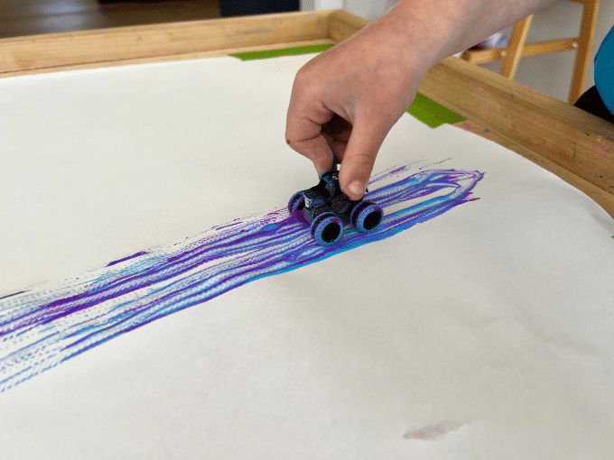 painting with toy truck