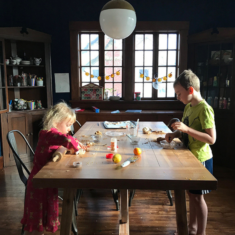 kids working at table