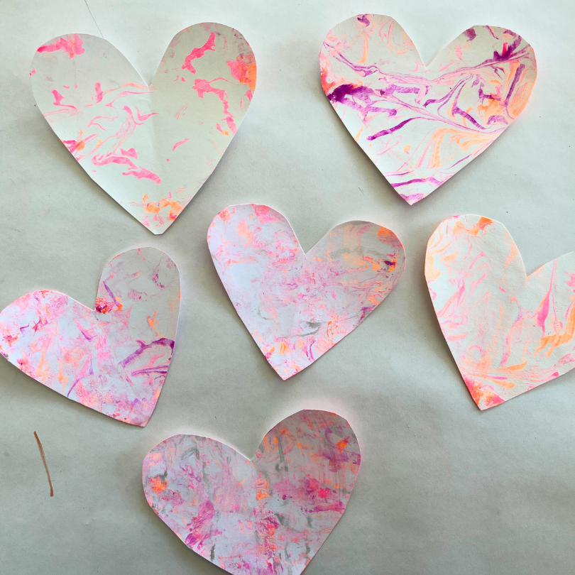 marbled hearts preschool mother's day crafts