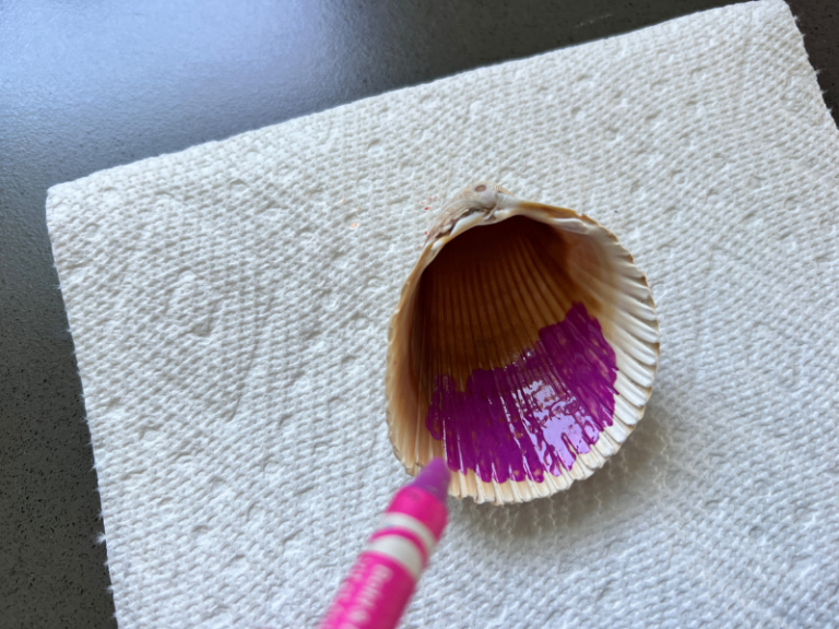 melted crayon art on shell