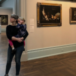 Parent and child at art museum