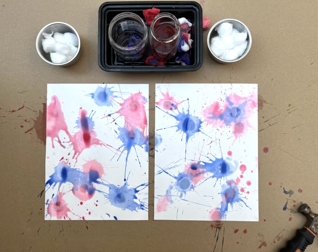 patriotic splat painting for fourth of july crafts ideas
