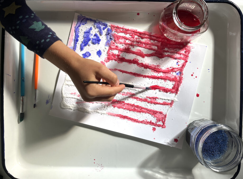 salt raised painting flag — Kids, Activity Craft Holidays, Tips