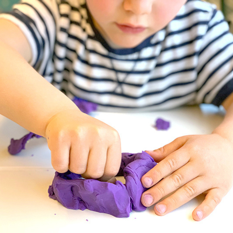 toddler and playdough