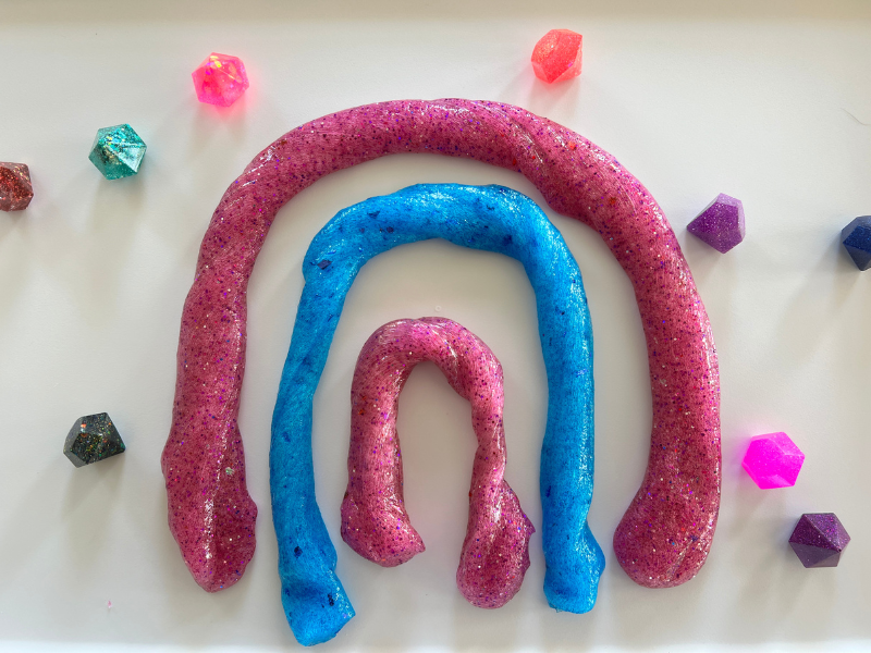 rainbow of glitter slime