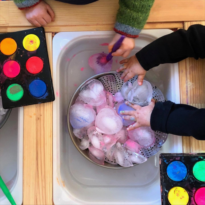 painting heart ice