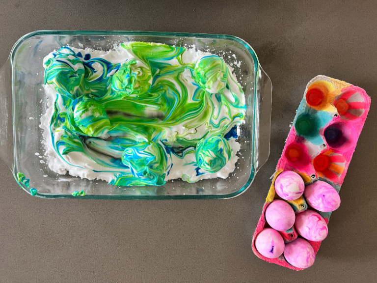 How to Dye Easter Eggs with Shaving Cream The Artful Parent