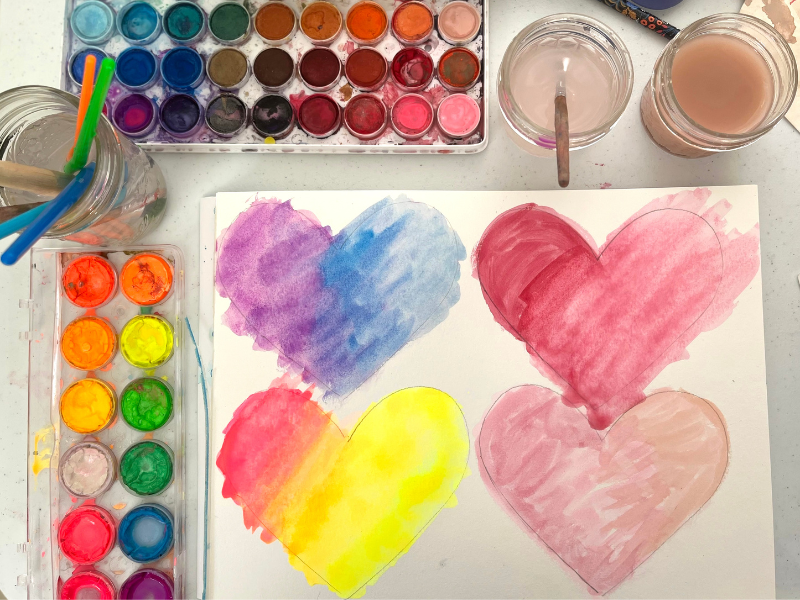 watercolor hearts