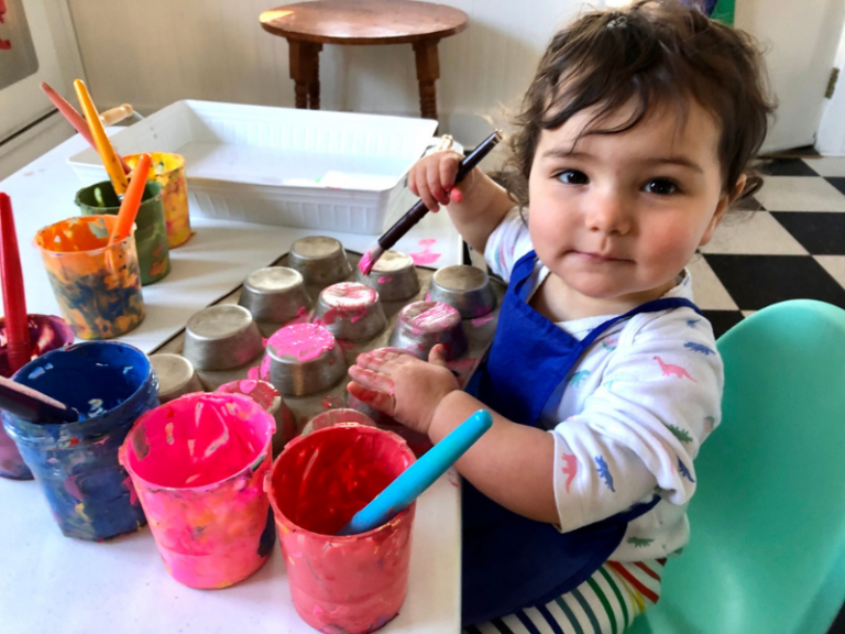 child muffin tin printing