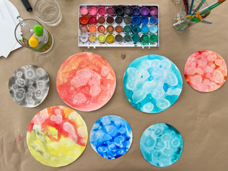 How to Paint Watercolor Planets with Rubbing Alcohol - The Artful Parent